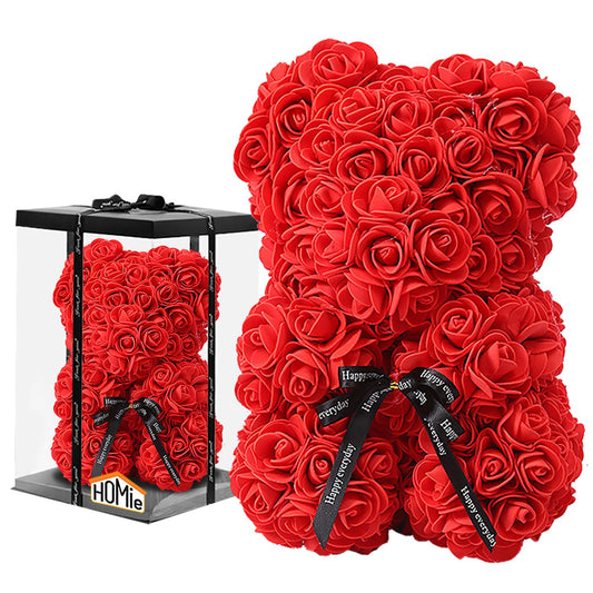 Αρκουδάκι από Τεχνητά Τριαντάφυλλα σε Κουτί Αρκουδάκι