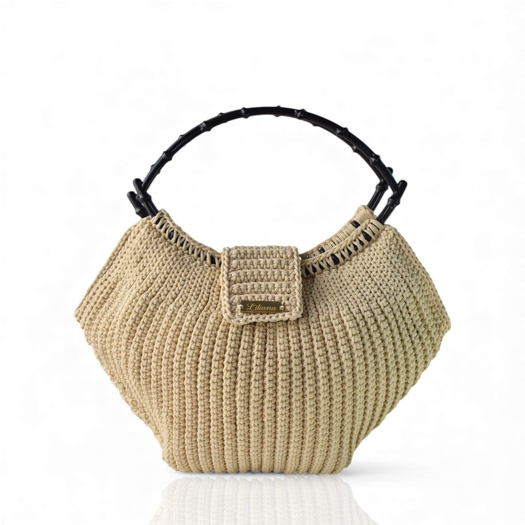 Χειροποίητη Τσάντα Με Κοκάλινα Χερούλια