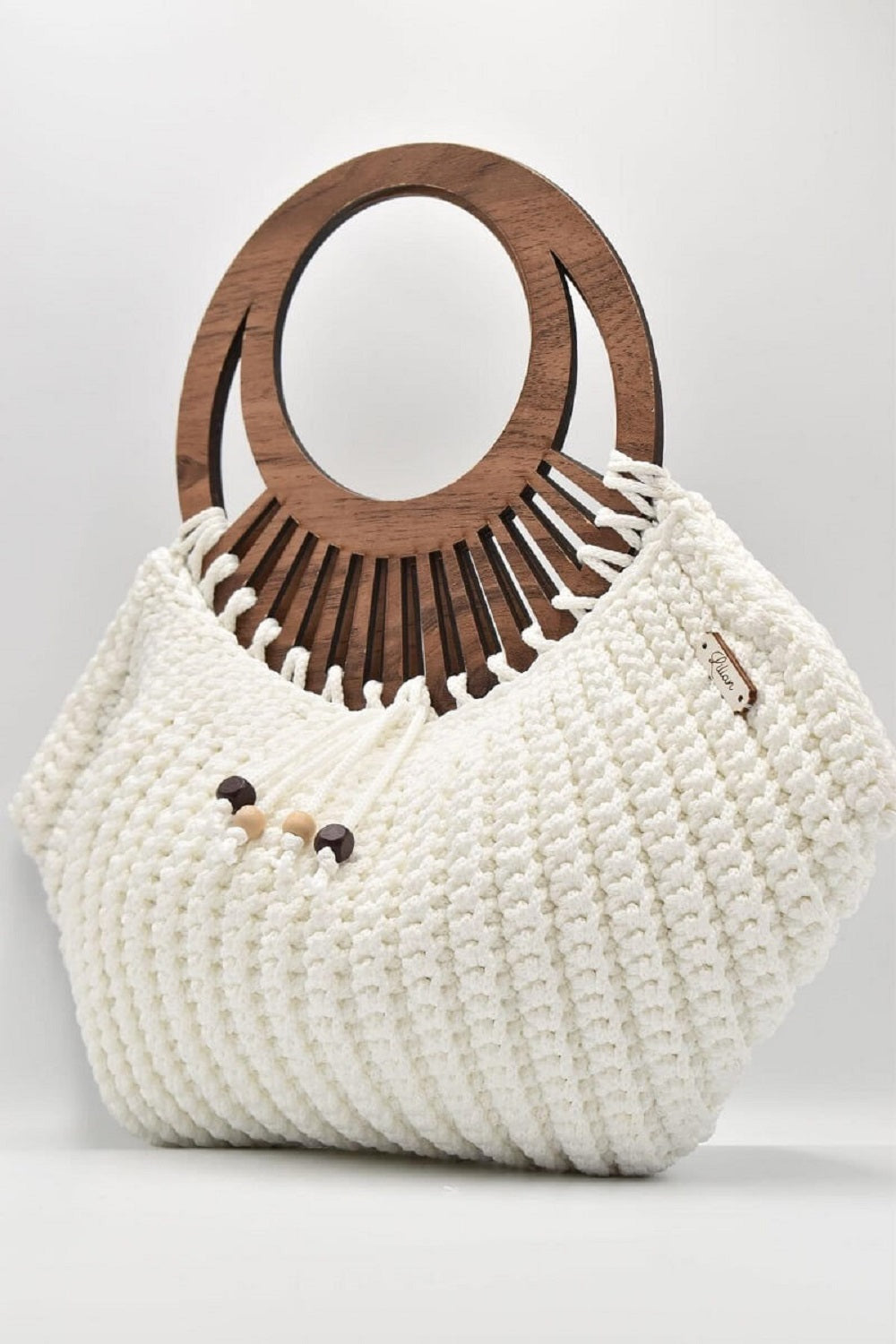 Χειροποίητη Τσαντά Με Ξύλινα Χερούλια